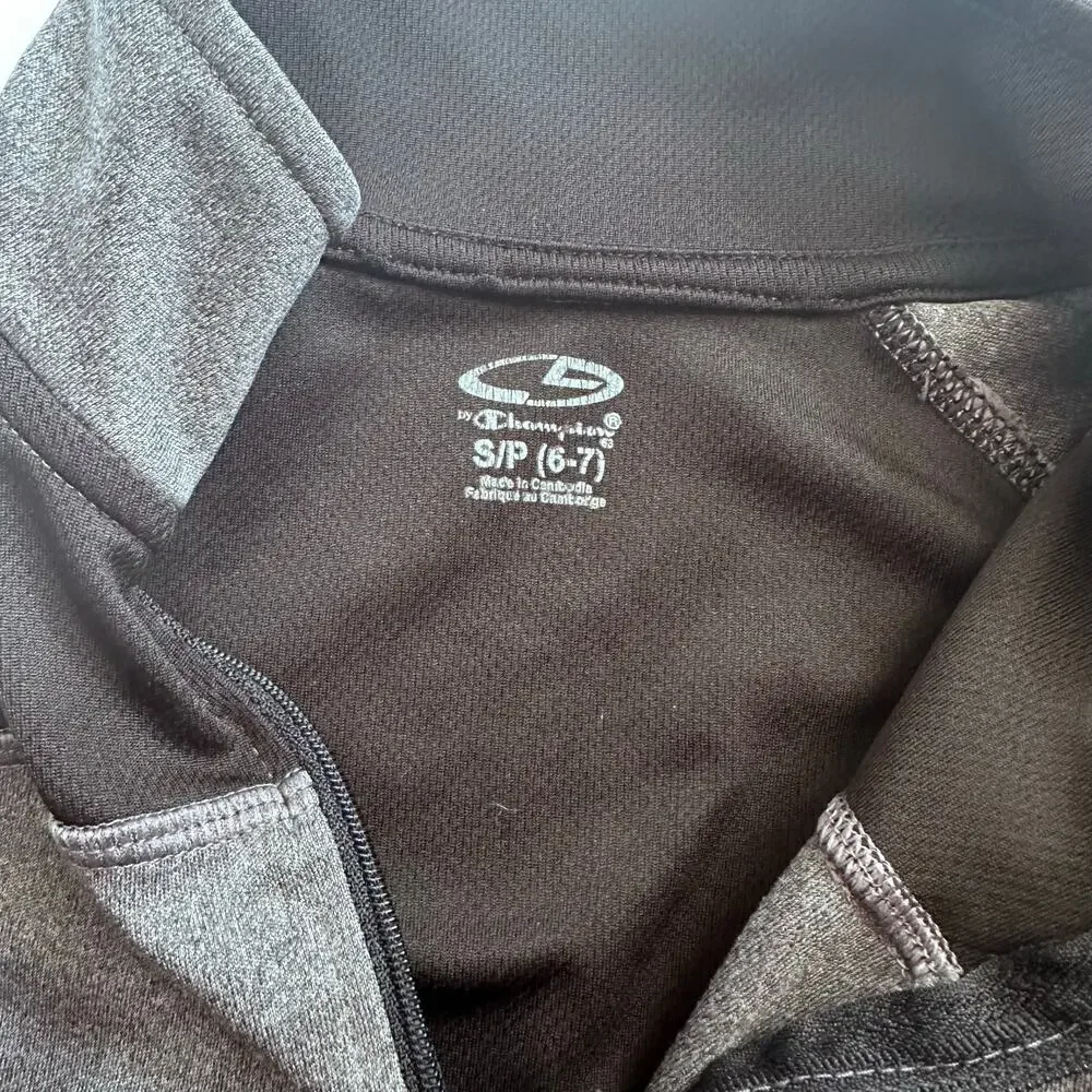 Champion Black & Gray 1/4 Zip Athletic Top - Size 6/7